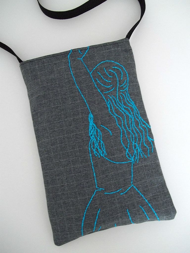 Grey and Electric Blue Dancer Girl Hip Bag