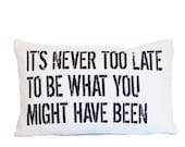 typography pillow cover black white quote 12x18 linen home decor throw pillow flea market trixie