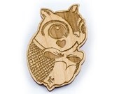 Mister Hoot Wooden Brooch