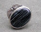 Sterling Silver Ring with Black and White Zebra Jasper.  US size 6.5