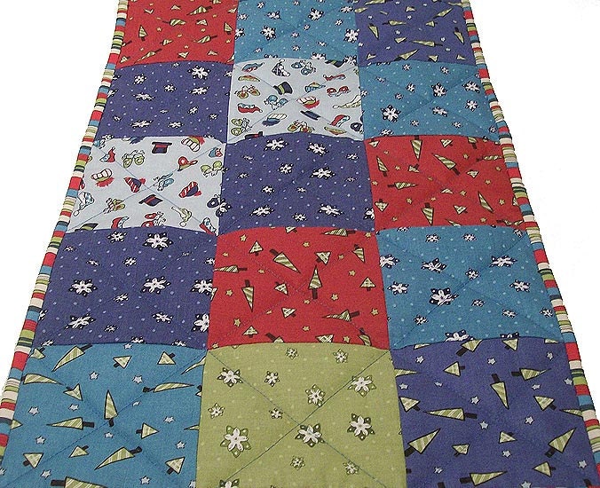 Quilted Table Runner Let It Snow - by ForQuiltsSake