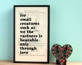 Carl Sagan Love Quote Altered Book Typographic Valentines Art
