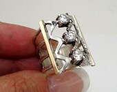 Jewela Sterling Silver and 9K Yellow Gold White CZ Ring size 8 (s r1712