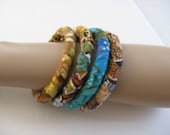 Tribal Bracelets in Yellow Browns Blues