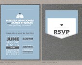 DIY Custom Wedding Invitation Suite and Response Card- Modern Love Birds Printable PDF