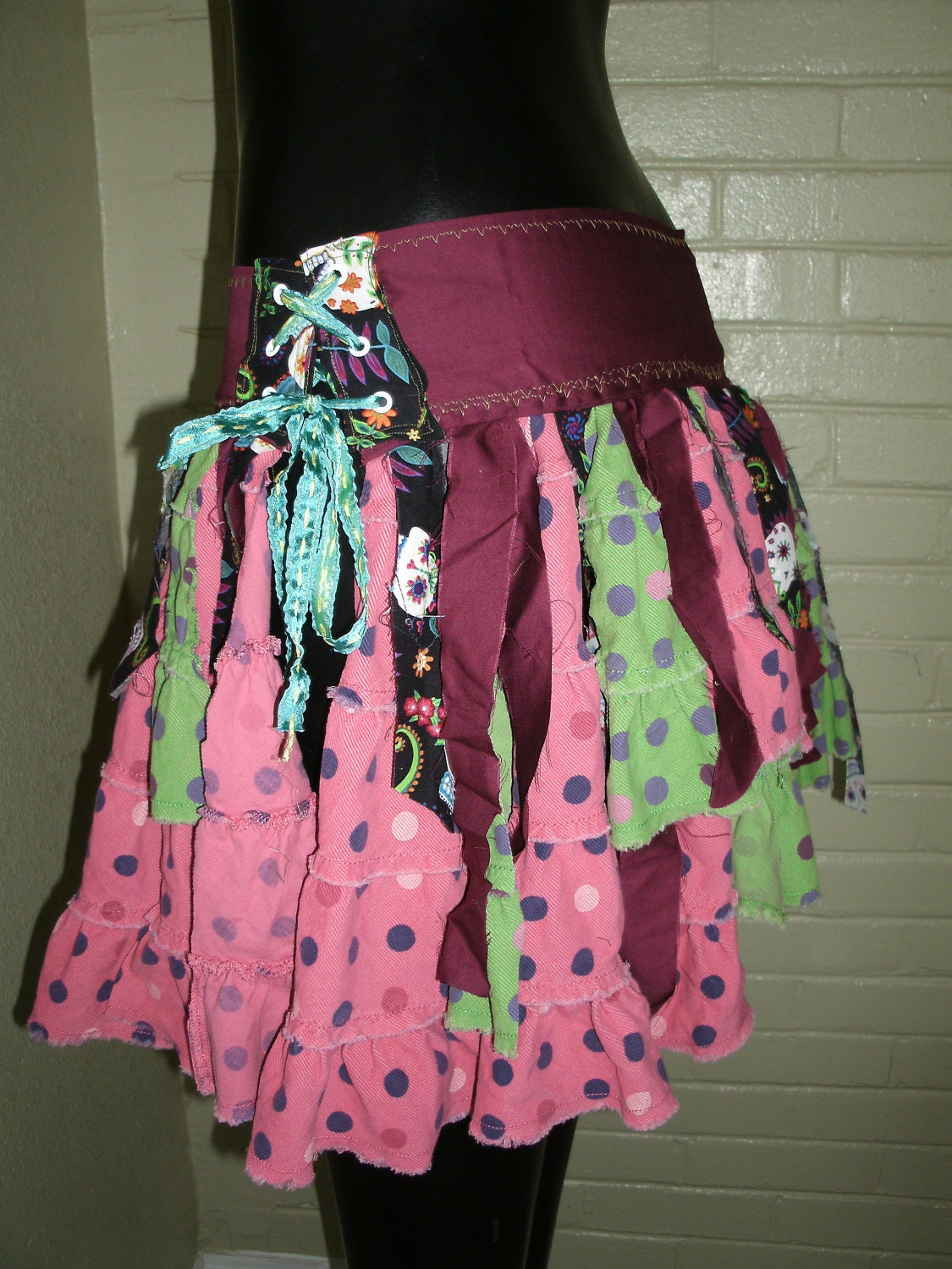 DIA los M U E R T O S - Festival Tattered Pixie Bustle Corset Belt Tutu Skirt Tribal Fairy