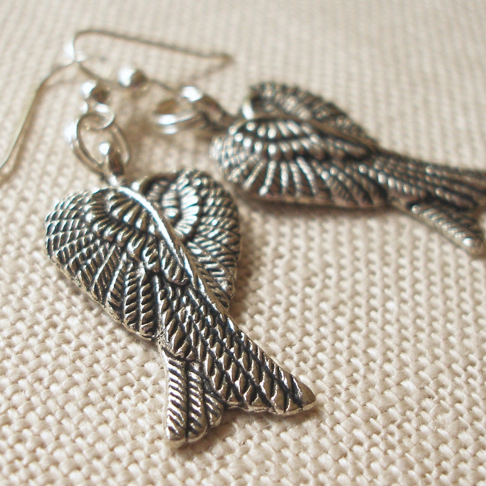 Angel Wing Earrings Depict a Loving Heart