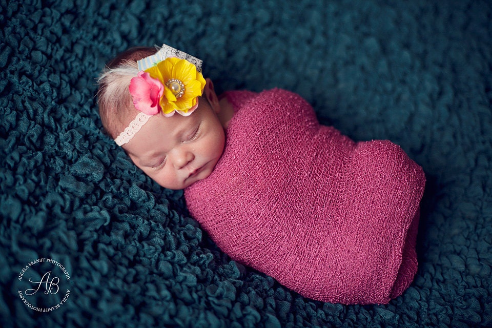 SALE SAVE 20% Baby Girl Headbands, Silk Flower, Baby Bow Headbands, Headband, Golden Yellow and Pink