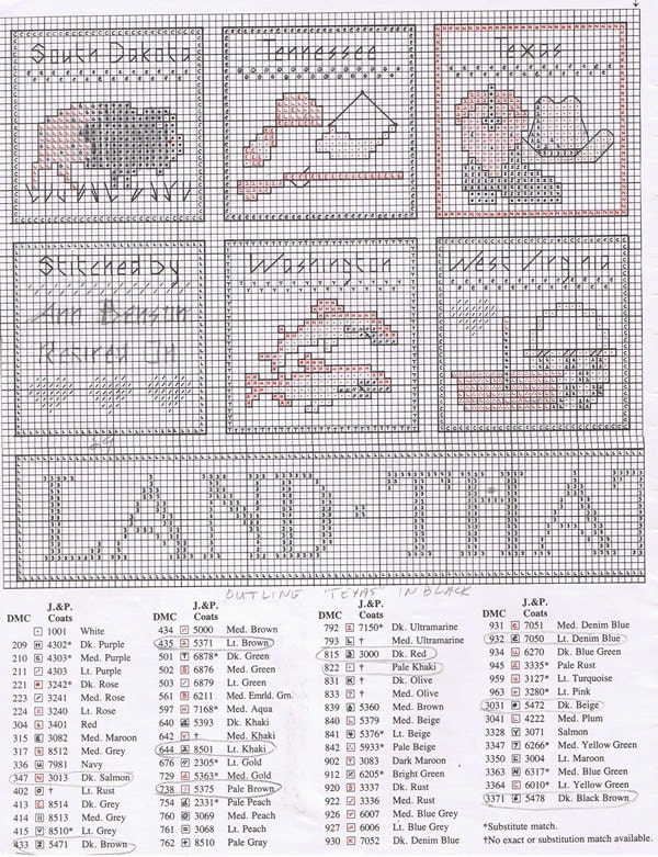 America States Sampler Cross Stitch Embroidery Craft Pattern Leaflet