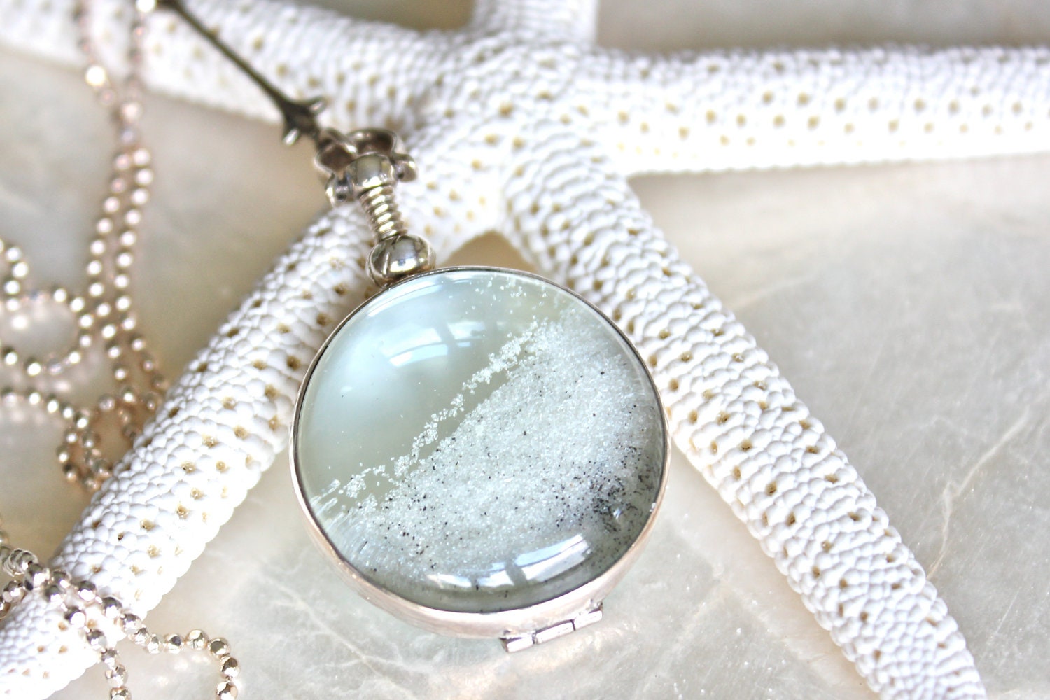 Sands of Time - Shake Necklace - Sterling Silver and Sand - Beach Wedding/Vacation Keepsake - Large Pendant - THE ORIGINAL
