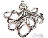 Octopus Pendant, 2 pcs, Octopus Charm, Metal Alloy Charms, Nautical Charms