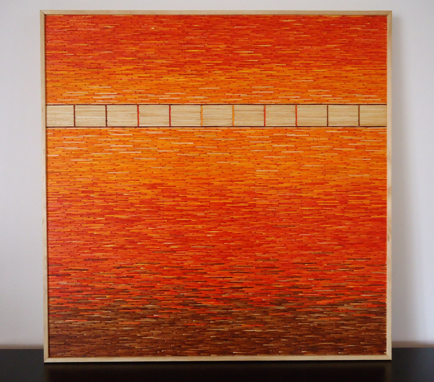 Color MATCHed   art panel from dyed wooden matchsticks