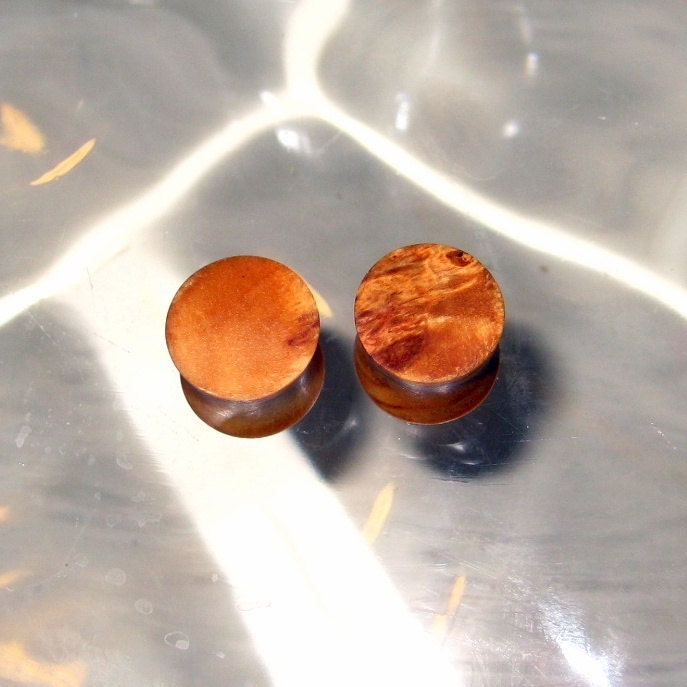 14mm, Box Elder Burl ear plugs, gauges, 9/16ths inch gauge, hand turned, organic
