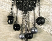 Single Strand Necklace with Black and Gray dangles - Funky Dangles