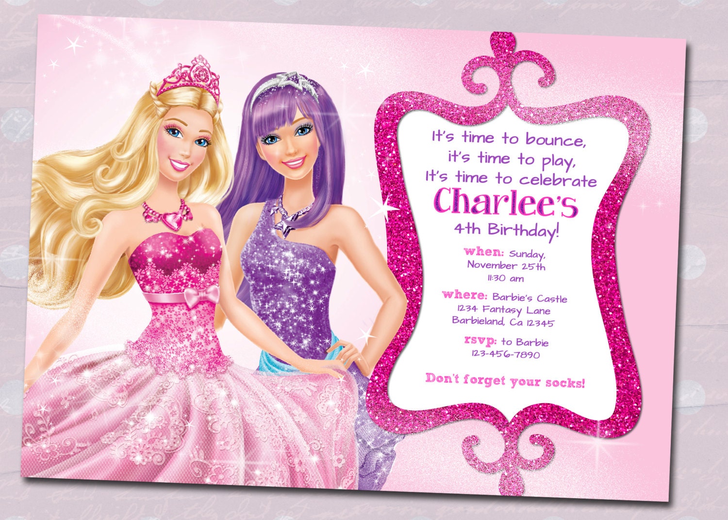 Perfect Barbie Princess Birthday Invitation