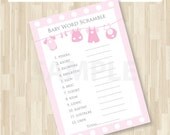 Baby Shower PINK Game/Activity Baby Word Scramble Game - Printable Card Game - Digital File - Print your Own Il_170x135