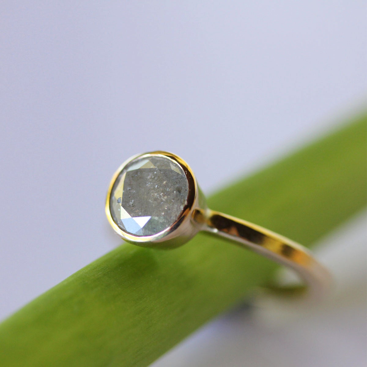 Silver-gray Diamond Ring in 14K Gold - Ready to Ship