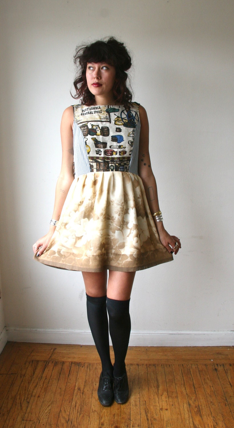 RESERVED Rustic General Store Floral Dress Sz S