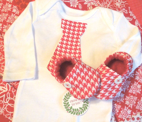 red baby boy picture outfit set, shoes, bodysuit, gift set 'Cheer' Shoes and Lil Man Tie Shirt....Newborn to 24 months