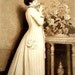 Vintage Photogravure Art Print, cr.1880s, Goupil & Co. Sepia tint, Woman With Table and Flowers, Victorian Dress, Paper