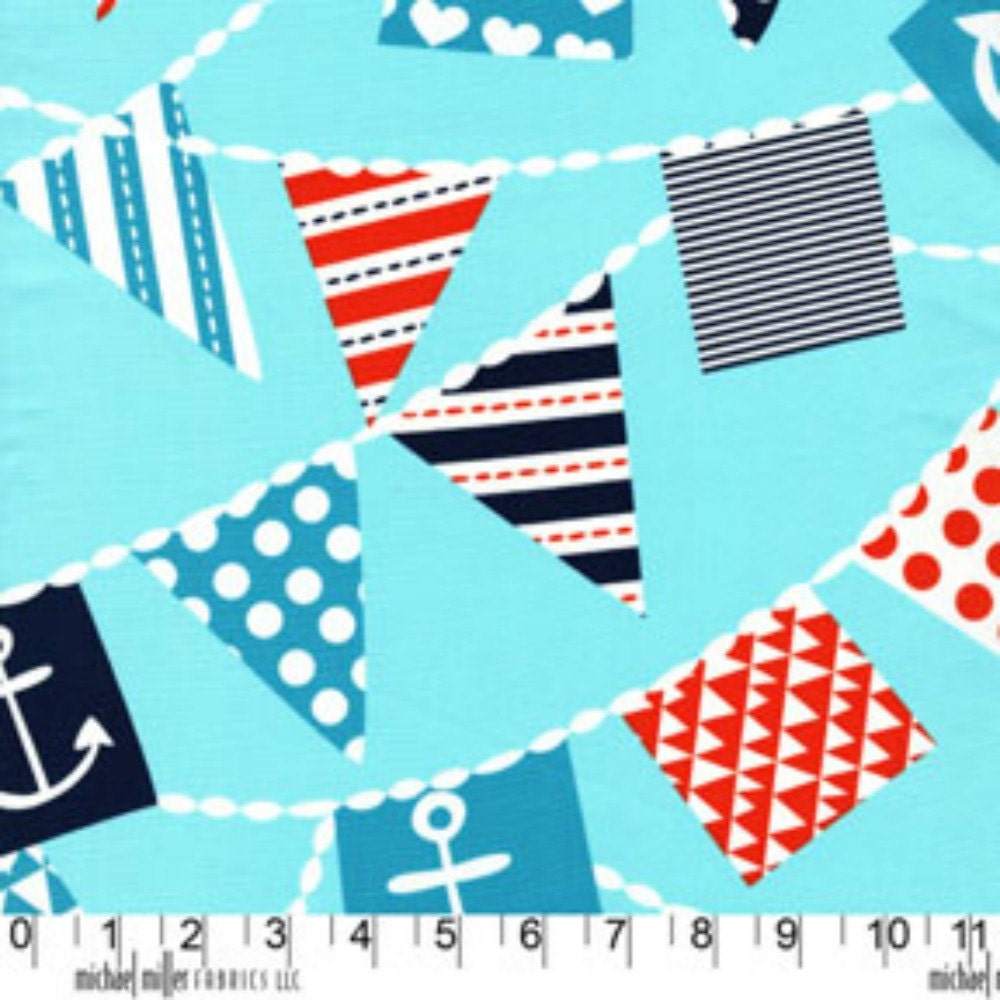 Michael Miller - Mutiny on the Bunting in Turquoise - Fat Quarter