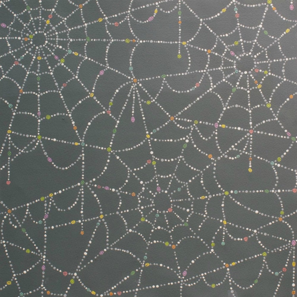 Alexander Henry Sparkly Spider Webs in Smoke  - 1 Yard