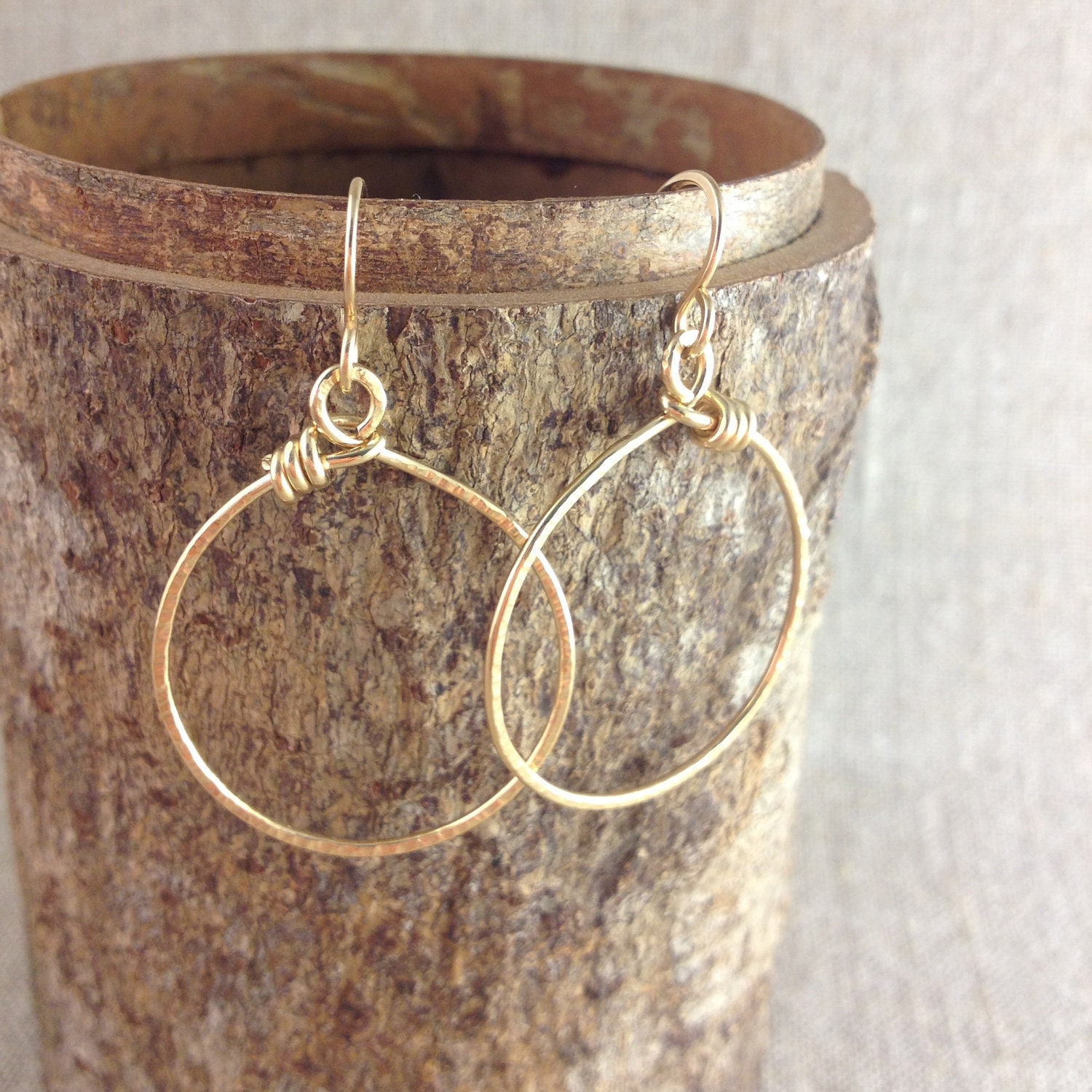 classic hammered gold filled hoops