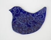 Blue Bird Spoon Rest or Trinket Dish Floral Design