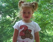 Teddy Bear Birthday Shirt  Girls  Red Gingham With Bow