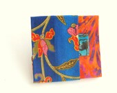 Origami inspired bright color winter coat fiber brooch