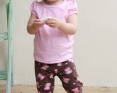 Tossed Owls Stretch Knit Petal Pant or Capri