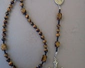Handmade Rosary Tiger eye, Catholic Rosary in Tiger eye, Black and Browns SRAJD