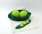 Two Peas in a Pod with Storage Bag, Crochet Vegetable Amigurumi Play Pretend Food Soft Toy, Children, Toddler Play Set - MagnoliaSurprise
