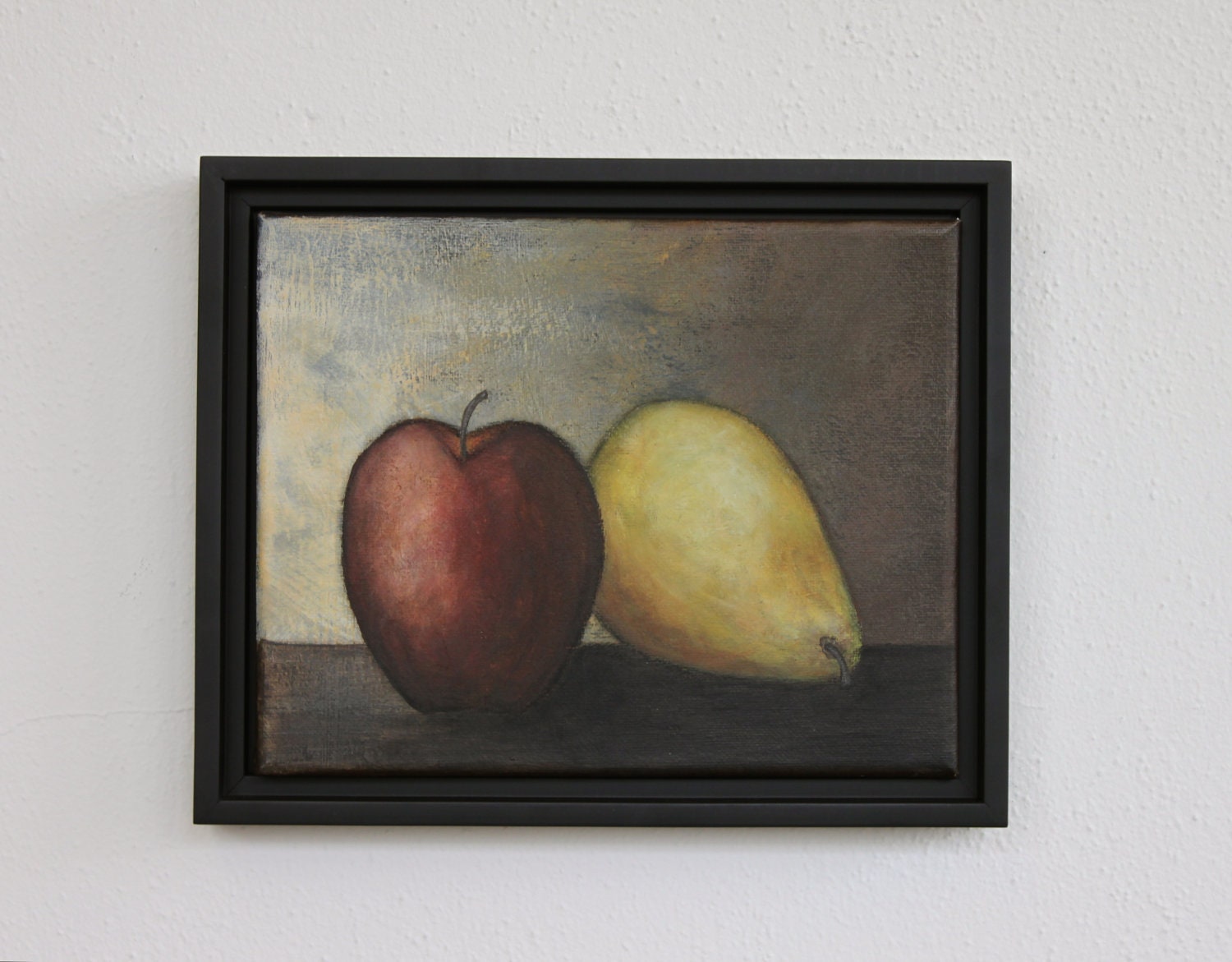 still life painting fruit apple pear framed fine art original acrylic Farmhouse Fruit