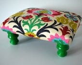 Colorful Rainbow Damask Footstool Ottoman