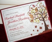 Damask Autumn Tree of Love Original Illustration Wedding Invitation - Sample