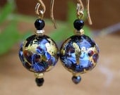Gold Leaf Multicolored Venetian Glass Earrings