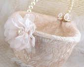 Flower Girl Basket - Bridal Basket in Lace in Champagne, Nude and Ivory - My dream wedding