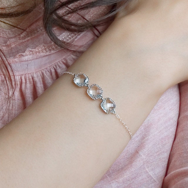 Chain bracelet, Bridal bracelet, Crystal bracelet, Sterling silver bracelet, wedding bracelet, Unique silver jewelry, Clear crystal jewelry