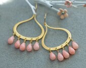 Coral earrings, Pink coral earrings, Angel skin coral earrings, Coral gold, Coral chandelier earrings, Pink earrings, Peach earrings