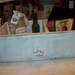 white vintage look drawer box Organizer white fleur de lis knob French country decor