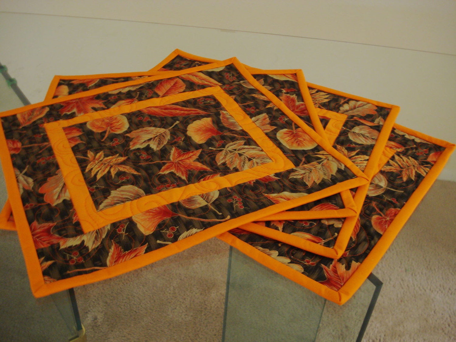 Quilted  Placemats Autumn Harvest   Set of 4