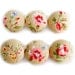 Fabric Covered Buttons - Floral on Tan - 6 Medium Buttons
