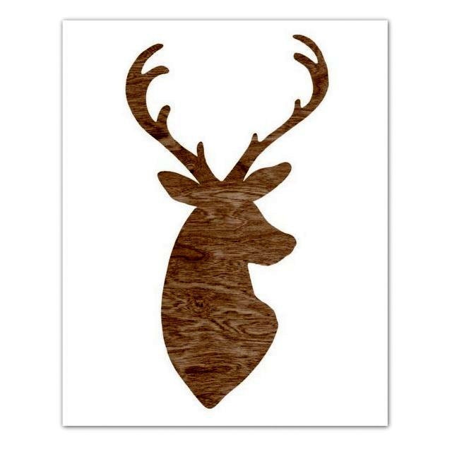BOGO Sale -   Dark Chocolate Brown Woodgrain Faux Bois Deer Head Silhouette on White Art Print  -  8 x 10 - My Deer - Woodland Decor