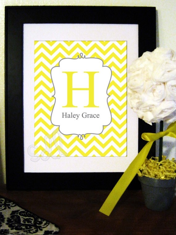 Personalized PDF Printable Custom Color Chevron Stripe Name Print Il_570xn