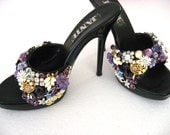 Vintage Jewelry Rhinestone Embellished Purple Rain High Heels