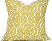 Mustard Pillow Covers Quatrefoil Moroccan Honey Gold White Black Decorative 16x16