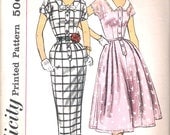 Vintage 50s Dress Pattern 1950s Wiggle Or Full 32 bust Simplicity 2040 size 12