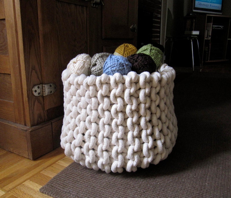 Large knit rope basket