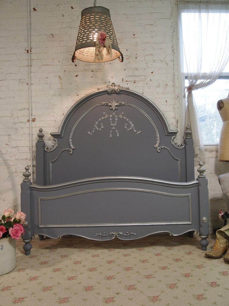 Painted Cottage Shabby Slate Grey Romantic Bed